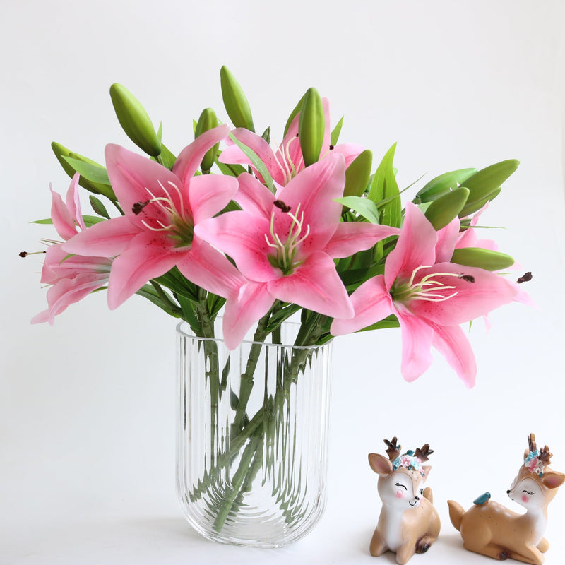 14 Inch Oriental Lily Stems 10 Pcs Real Touch Artificial Flowers for Table Centerpieces Arrangements