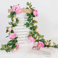 Bulk 5.6ft Silk Rose Garland UV Resistant Artificial Flowers Wedding Arch Draping Outdoor Garden Backdrop Party Ceiling Canopy Wrinkle Non-Toxic Wholesale