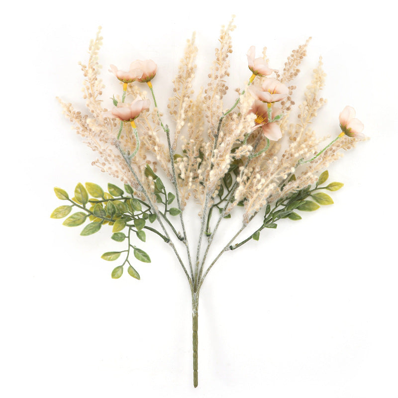 Artificial Wildflower Bush with 7 Blooms, 14" Tall, Silk-Like Fabric, Indoor Decor