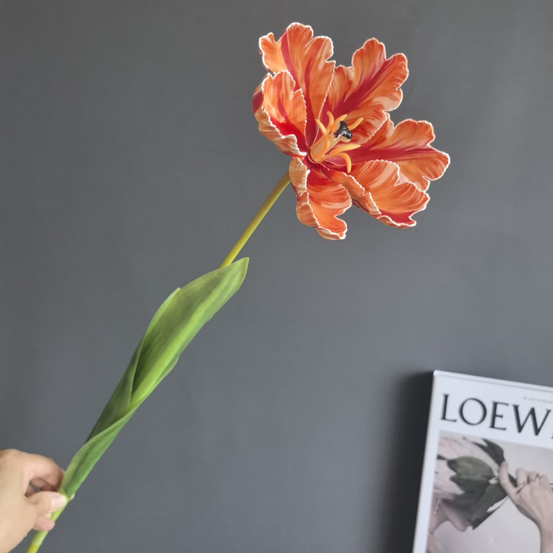 Single Stem Real-Touch Tulip, 27" Tall, Retro Style for Weddings, Home Decor, and Events
