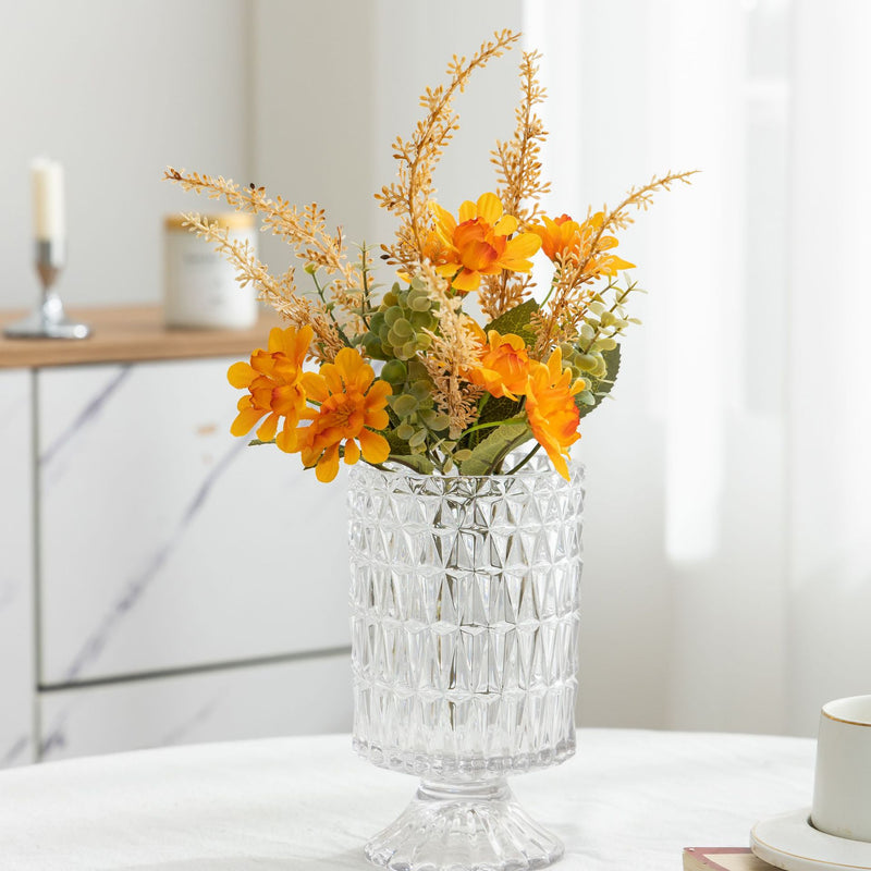 14" Autumn Rustic Artificial Bouquet, Wheat & Daisy Floral Arrangement, Handmade Silk Flowers for Wedding Centerpiece, Home Decor, Table Setting