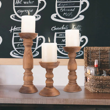 Bulk 3 Pack Wooden Candle Holders for Pillar Candles Rustic Farmhouse Style Home Decor Perfect for Table Centerpieces Coffee Table Fireplace Mantel Wedding Decor Wholesale