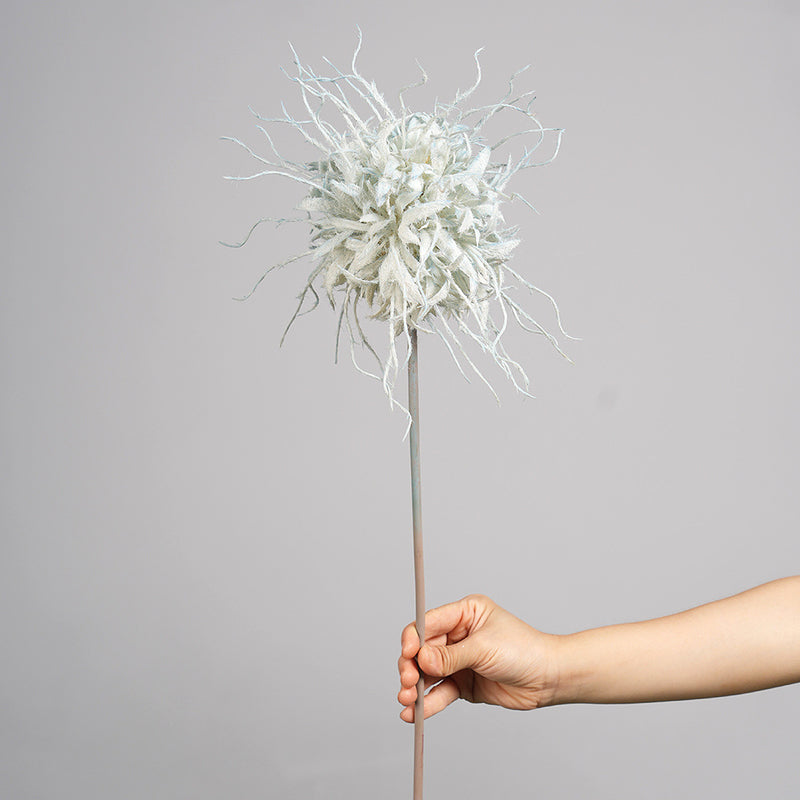 Single Stem Artificial Lightning Ball Flower, 30" Tall, Silk-Like Fabric, Indoor Outdoor Decor for Weddings, Events, Homes