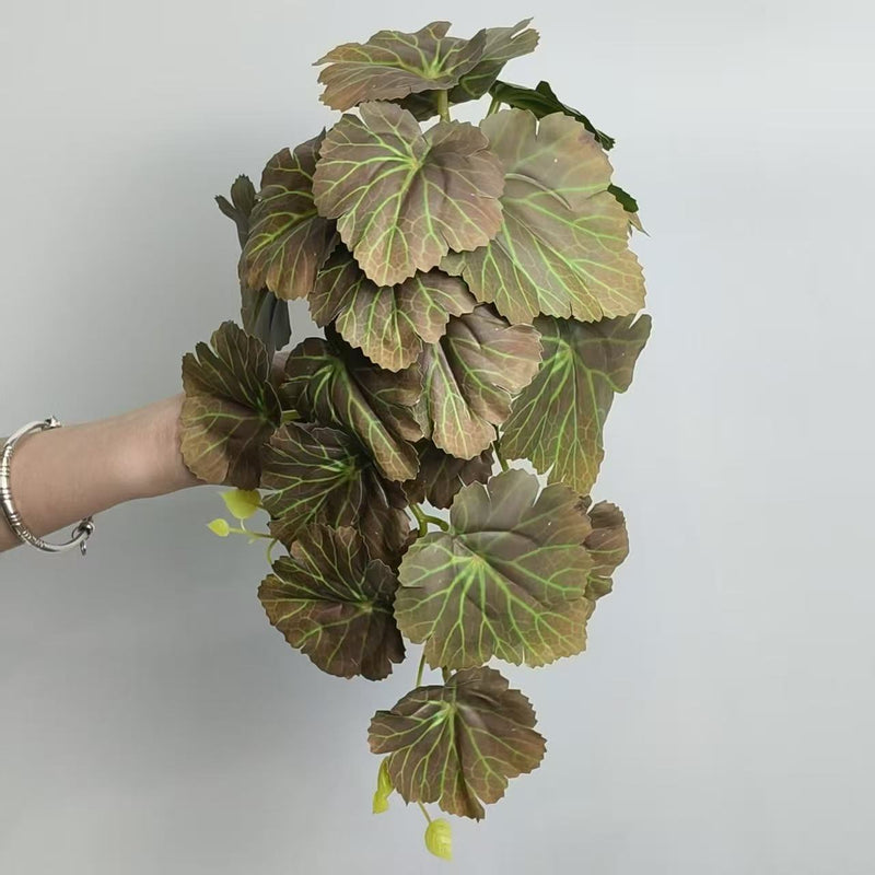 Single Stem Begonia Leaf Artificial Plant, 12 Inch Realistic Faux Greenery for Home, Hotel, and Event Decor