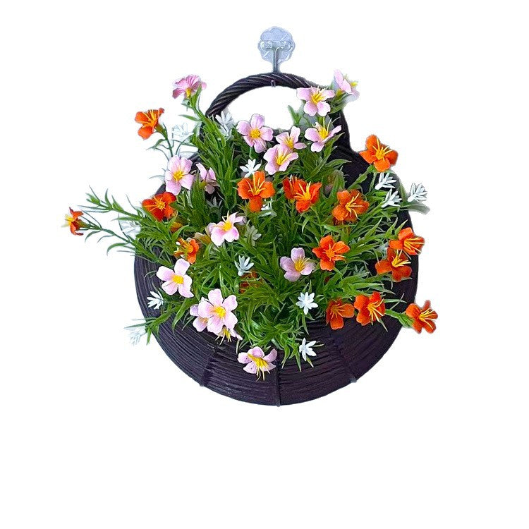 Artificial Baby's Breath Wall Hanging Basket, 10" White Gypsophila Flower Nest Decor, Nordic Style Home & Wedding Decor