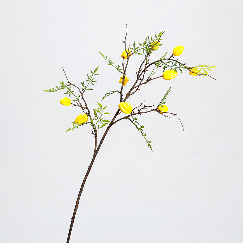 Artificial Starfruit Branch, Realistic Plastic Fruit & Leaves for Home Decor, Weddings & Events
