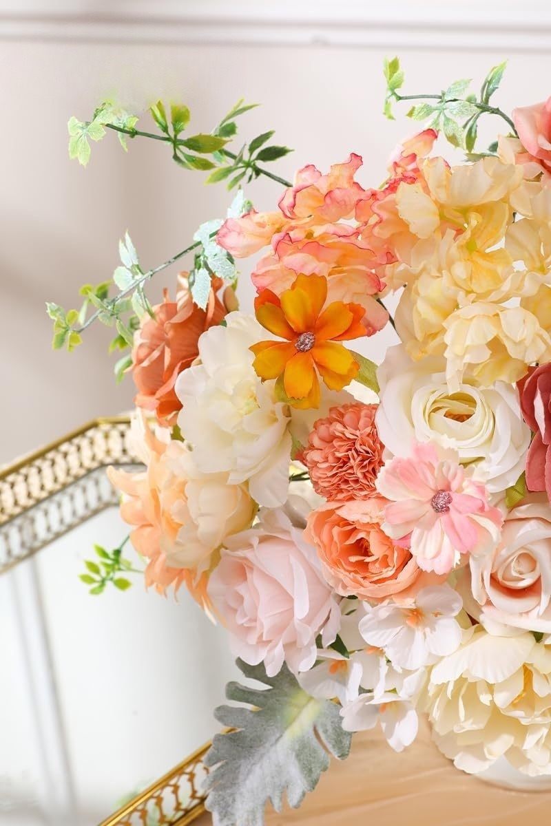 Wedding Backdrop Floral Arrangement Kit Silk Rose Dahlia Combo Adjustable Stems UV Fade Resistant Event Decor