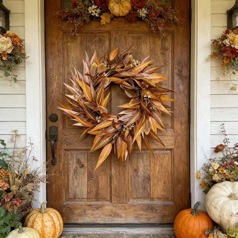 18" Eucalyptus Leaf Garland with Autumn Berries, Indoor/Outdoor Wreath for Fall Decor