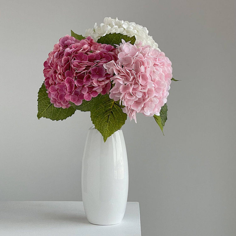 Single Stem Hydrangea Artificial Flower, 20" Silk-Like Fabric Hydrangea, Perfect for Weddings, Events, and Home Decor