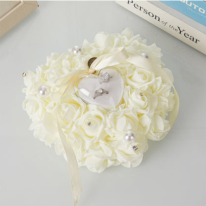 Bulk Double Sided Wedding Ring Pillow with Rose Shockproof Design for Destination Weddings & Vow Renewals Bridal Keepsake Organizer Box Wholesale