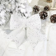 10 Pcs Christmas Pearl Cotton Gold Powder Bows for Garland and Tree Topper Decor