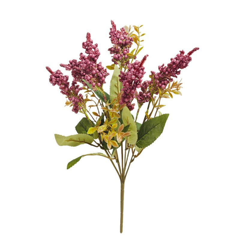 7-Bloom Wild Berry Foam Bush, 16" Tall, Faux Silk Flowers for Home Decor, Wedding Arrangements, and Events