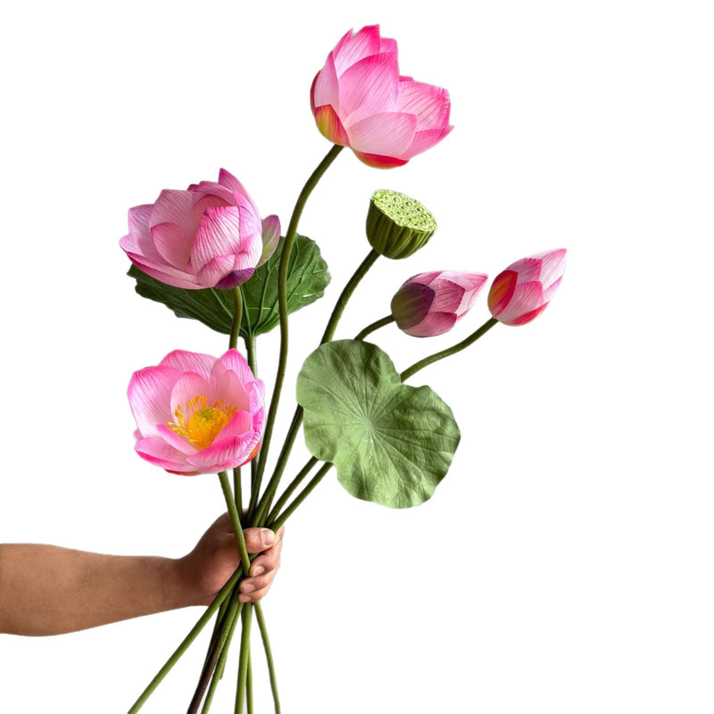 Artificial Lotus Single Stem, 31" Tall, Silk-Like Fabric, for Home Decor & Events