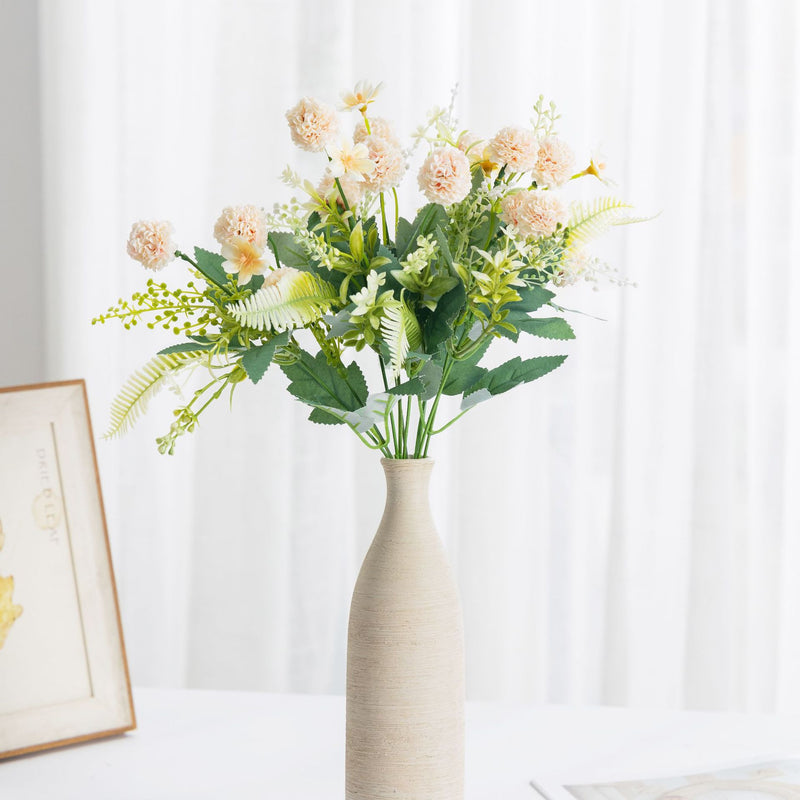 Artificial Dandelion Hydrangea Bush, 8 Blooms, 14" Tall, Plastic, Wedding Decor, Home Decor, Event Styling