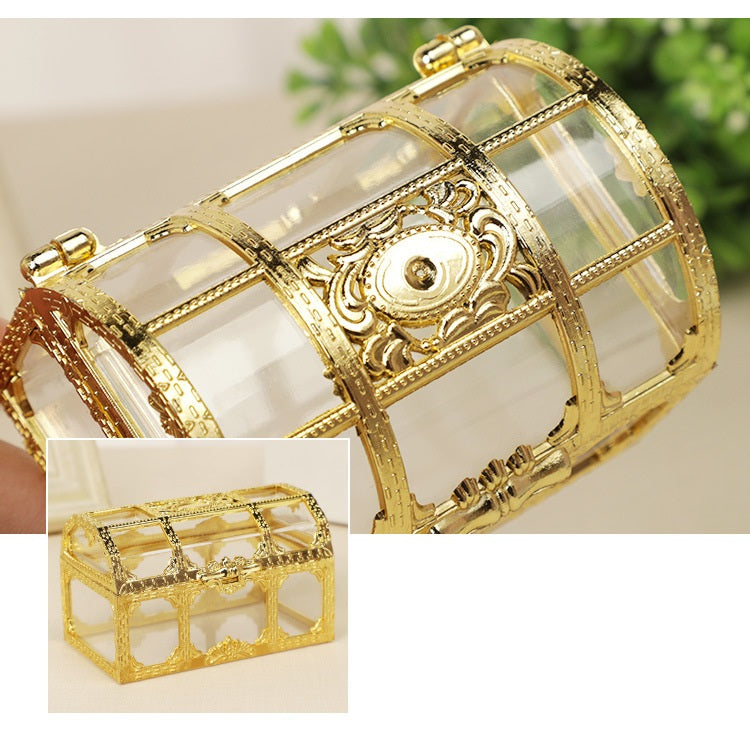 Bulk 12 Pack Clear Treasure Chest 3.5X2.5X2.4 Inch Plastic Favor Boxes for Wedding Party Wholesale