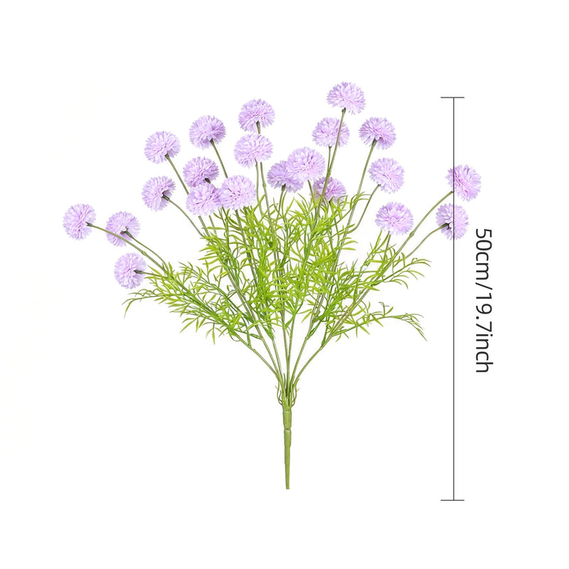 Artificial Chrysanthemum Pompon Bush with 21 Blooms, Faux Silk Flowers for Wedding, Home & Hotel Decor, Vase Not Included