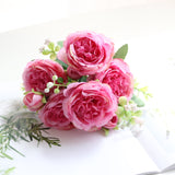 Premium Real Touch 6 pcs Silk Roses Luxury Wedding Bridal Bouquets & Persian Décor Centerpiece for Vase Table Arrangements