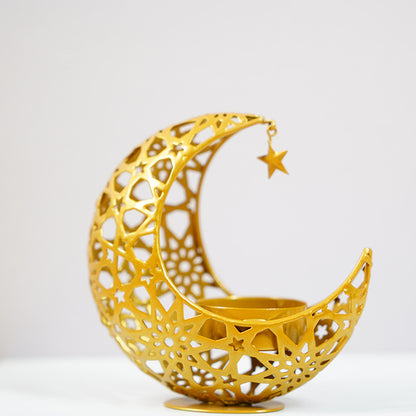 Bulk Moon Shape Candle Holder Hollow Out Candlestick for Home Office Wedding Anniversary Valentine's Day Table Centerpiece Decorations Wholesale