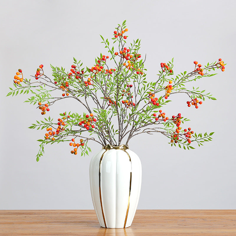 Artificial Coriaria Branches with Leaves & Berries, Single Stem 39", Realistic Faux Greenery for Home Decor, Wedding & Event Styling