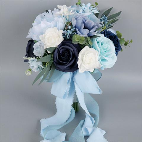 Bulk Blue Wedding Bouquets 2025 Silk Bride Bridesmaid Collections Hypoallergenic Florals Boho Beach Weddings Vintage Themes Wholesale