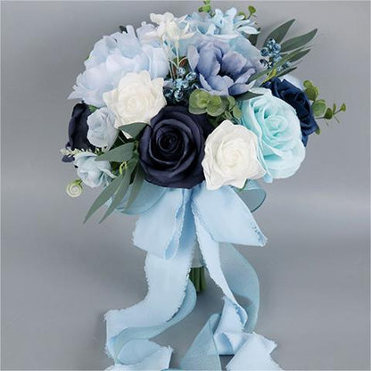 Bulk Blue Wedding Bouquets 2025 Silk Bride Bridesmaid Collections Hypoallergenic Florals Boho Beach Weddings Vintage Themes Wholesale