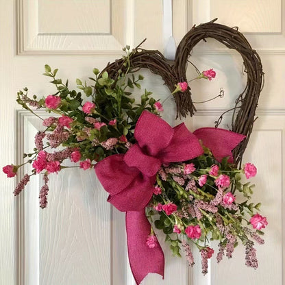 18 Inch Heart Wreath - Valentine’s Day & Mother’s Day Front Door Decor | Home Hanging Accent