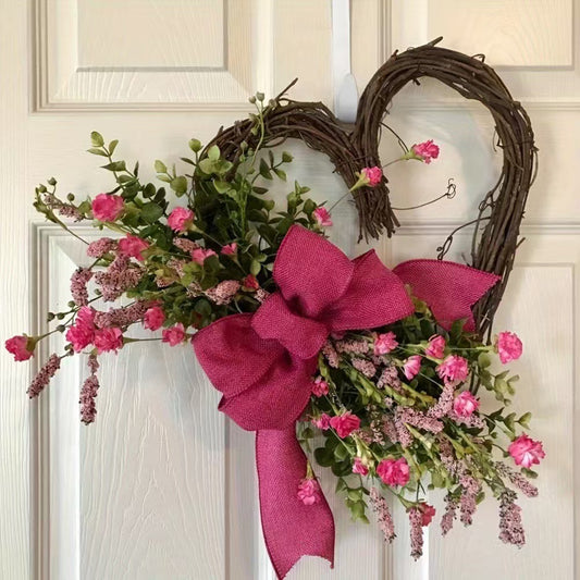 18 Inch Heart Wreath - Valentine’s Day & Mother’s Day Front Door Decor | Home Hanging Accent