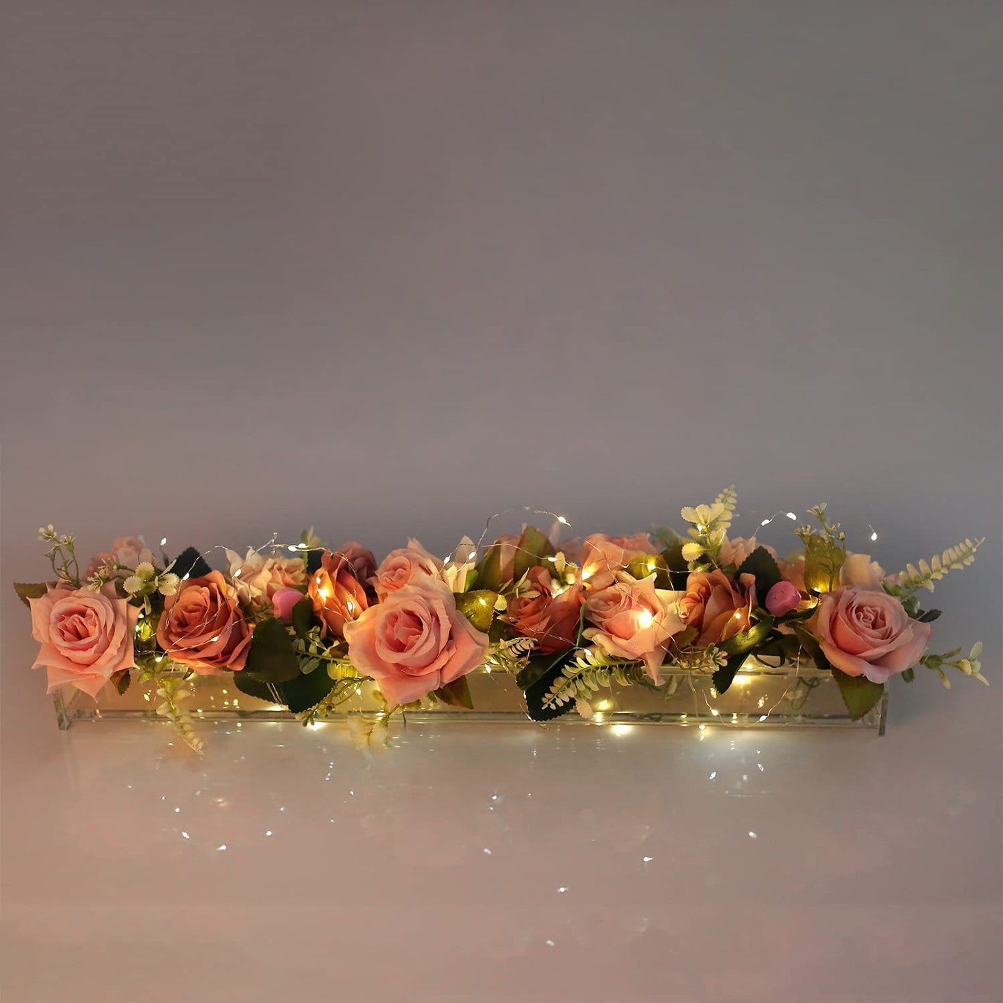 Bulk Clear Acrylic Flower Vase with 12 Holes Rectangular Floral Centerpiece Vase for Weddings Valentine's Day Dining Tables Home Decor Wholesale