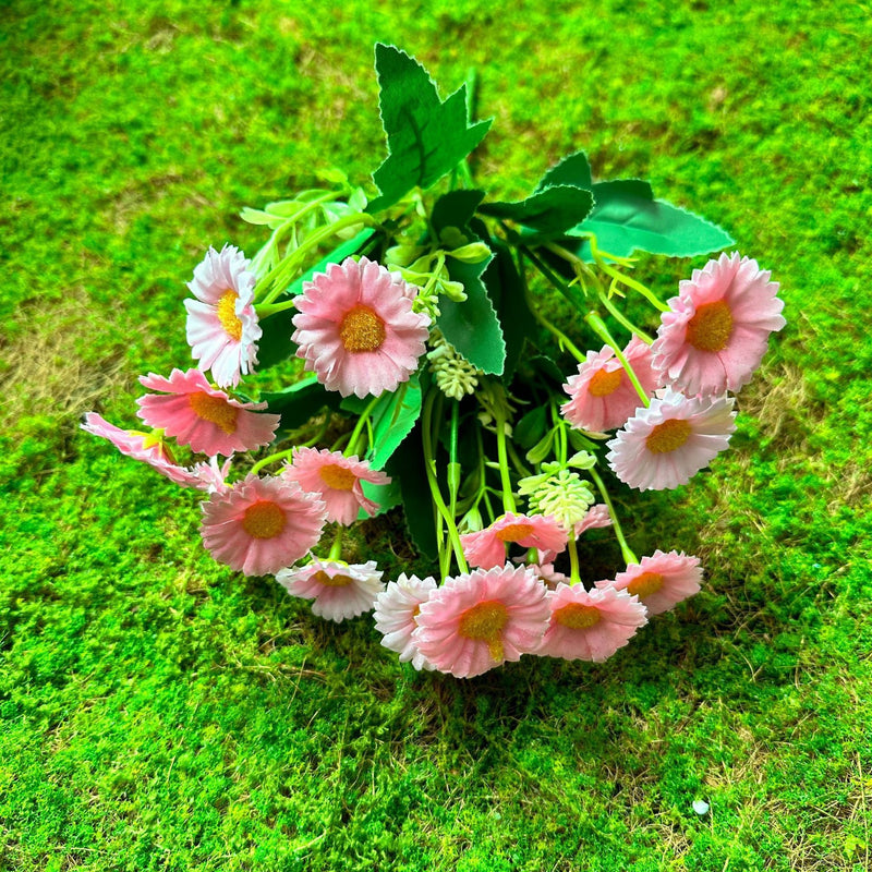 Artificial Daisy Bush, Faux Silk Chamomile Flowers, Bendable Stem, for Weddings, Home Decor & Display Windows