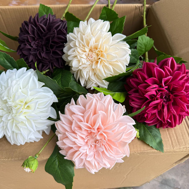 Artificial Dahlia Bush with 2 Blooms, 26" Tall, Silk-Like Fabric, Modern Elegance for Home Decor, Events