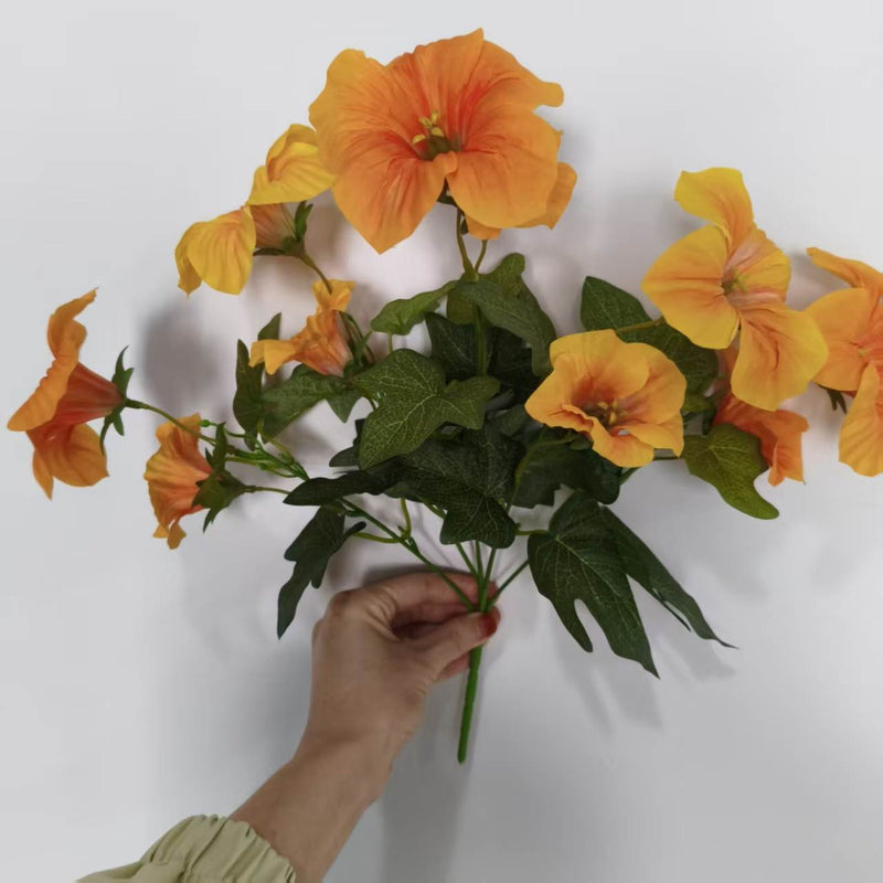 Morning Glory Bush with 10 Blooms, UV-Resistant for Indoor & Outdoor Use, 16" Height