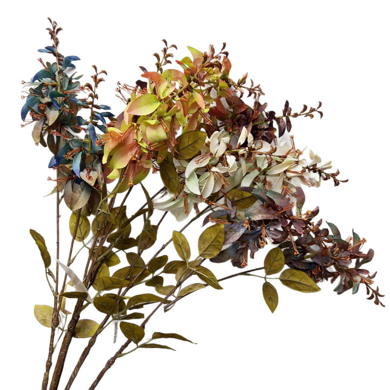 Single Stem Artificial Coral Leaf with Erythrina and Eucalyptus, 32.7" Faux Greenery for Vase Arrangements, Indoor or Outdoor Decor