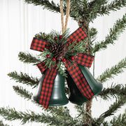 Christmas Iron Bell Ornaments with Pine Cone and Berry Hanging Decorations, Bulk Set