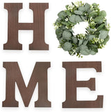 Wooden HOME Letters with Eucalyptus Wreath Farmhouse Christmas Wall Decor for Home