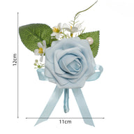 Premium 6 Pcs Men's Boutonniere High Quality Silk Rose Wedding Groomsmen Corsage Prom Anniversary Events Durable Floral Accessories