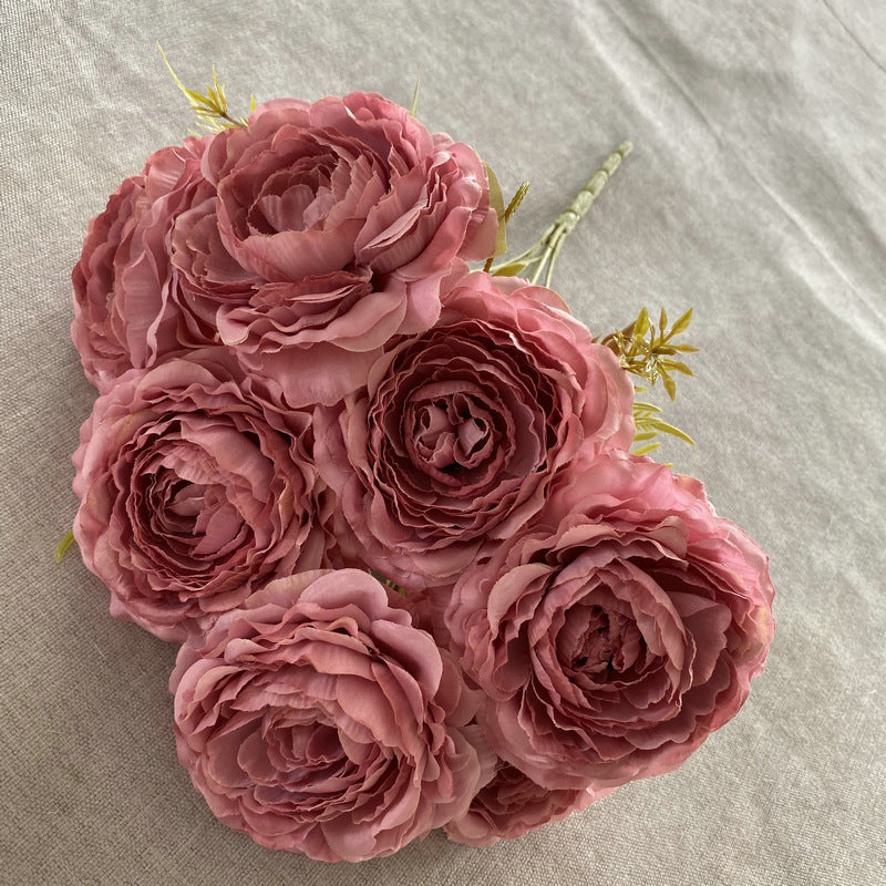 Artificial Peony Bush with 7 Blooms, 16" Tall, Silk-Like Fabric, Perfect for Weddings & Home Decor