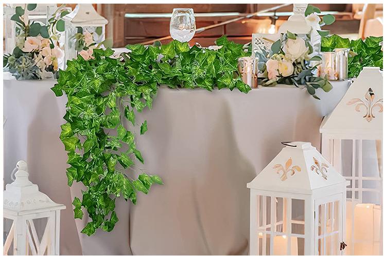 Bulk 12 Pcs Artificial Ivy Vines 2025 Real Touch UV-Resistant Hanging Vines for Boho Wedding Backdrop & Outdoor Garden Party Wall Decor Wholesale
