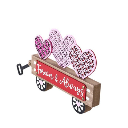 Valentine's Day Wooden Heart Car Decor - Cute Tabletop & Window Party Decoration (10.8" L x 1.2" W x 6.1" H, Handle Excluded)
