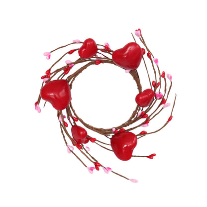 Valentine's Day Heart Candle Ring - Berry Decor for Candle Holders & Lanterns | As Pictured