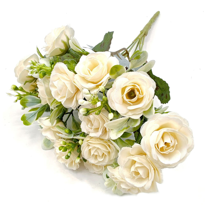 15-Bloom Faux Silk Rose Bouquet, 12" Tall, Perfect for Weddings, Home Decor, and Events