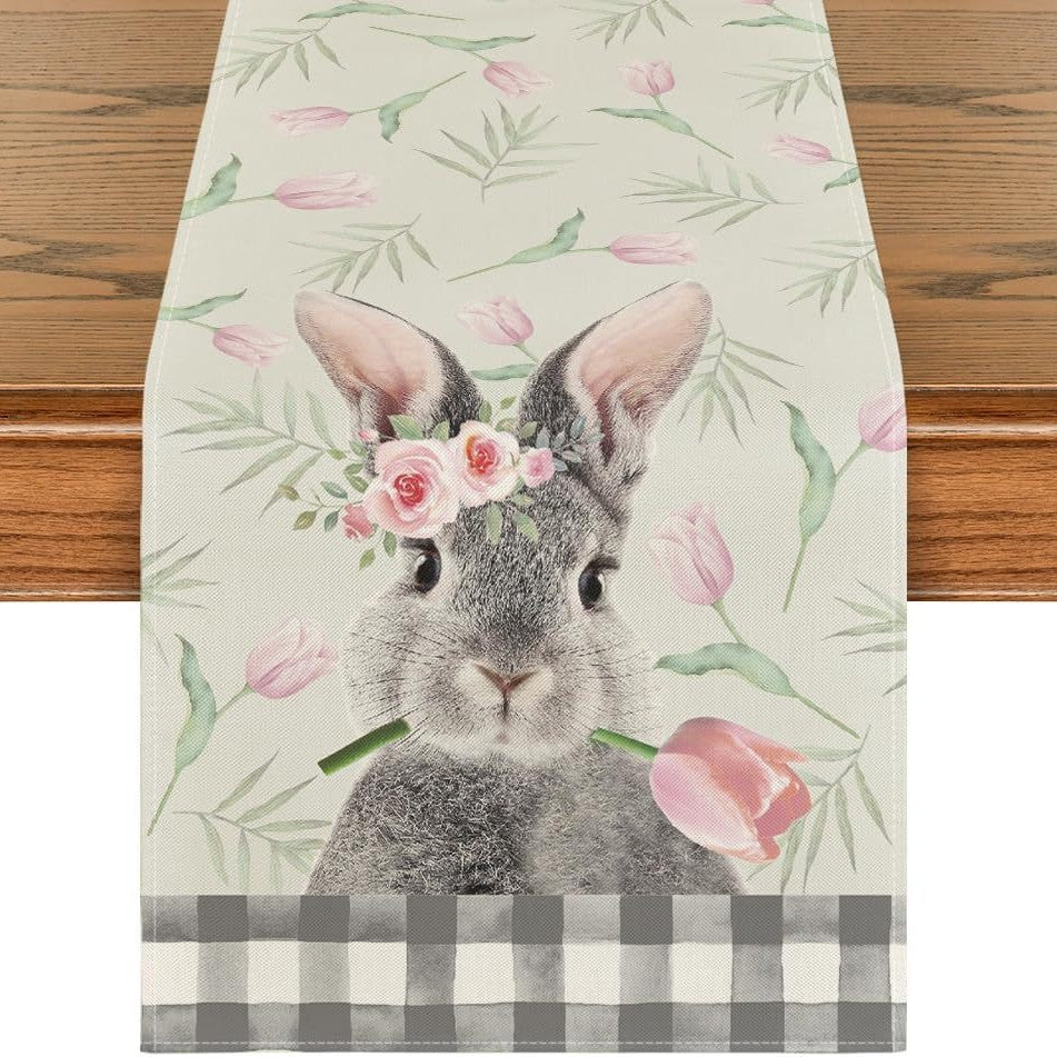 Bulk 3 Pcs Easter Table Runner 2025 Linen Waterproof Spring Dining Decor Farmhouse Outdoor Picnic Reusable Boho Party Table Wholesale