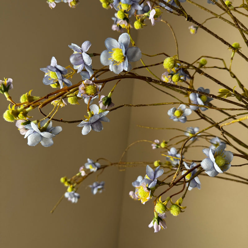 Long Stem Pearl Plum Delphinium Artificial Flower, 52", Silk, White/Blue/Yellow, Wedding, Home Decor, Event Styling