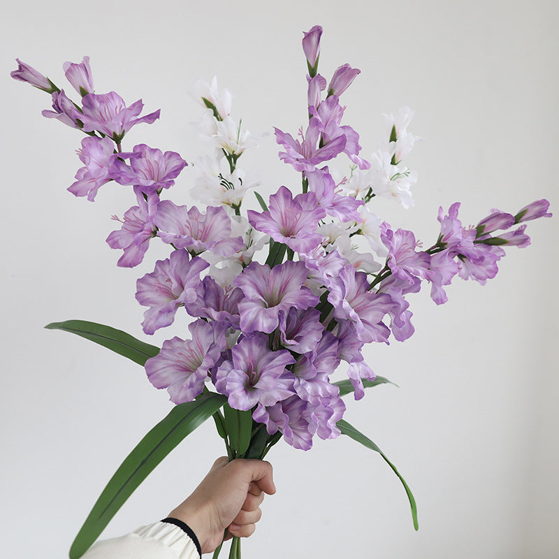 Single Stem Faux Silk Gladiolus, 34" Tall with 12 Blooms, Modern Floral Decor for Weddings, Home & Events
