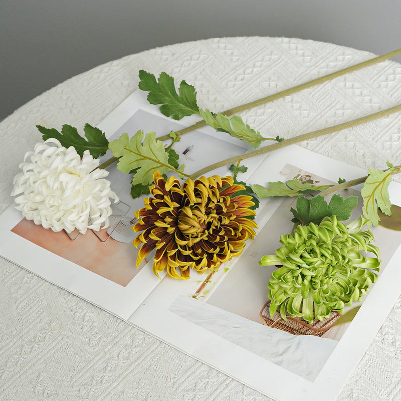 Artificial Cactus Daisy Single Stem, Vintage Autumn Tone PU Faux Flower, 23 in, for Home, Wedding & Display