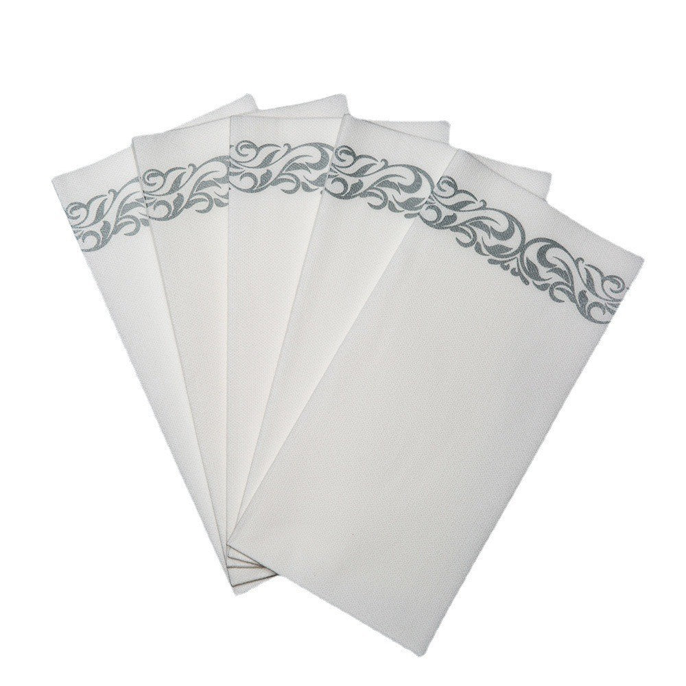 Bulk 500 Packs Disposable Western Food Paper Napkins with Pattern Absorbent Dust-free Paper Towel Wholesale