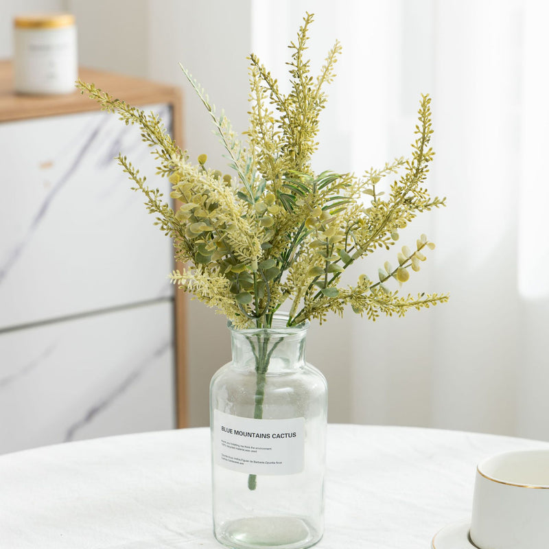 Artificial Eucalyptus & Fern Greenery Bush, Mixed Plastic and Iron Stem, Nordic Rustic Style for Home & Wedding Decor