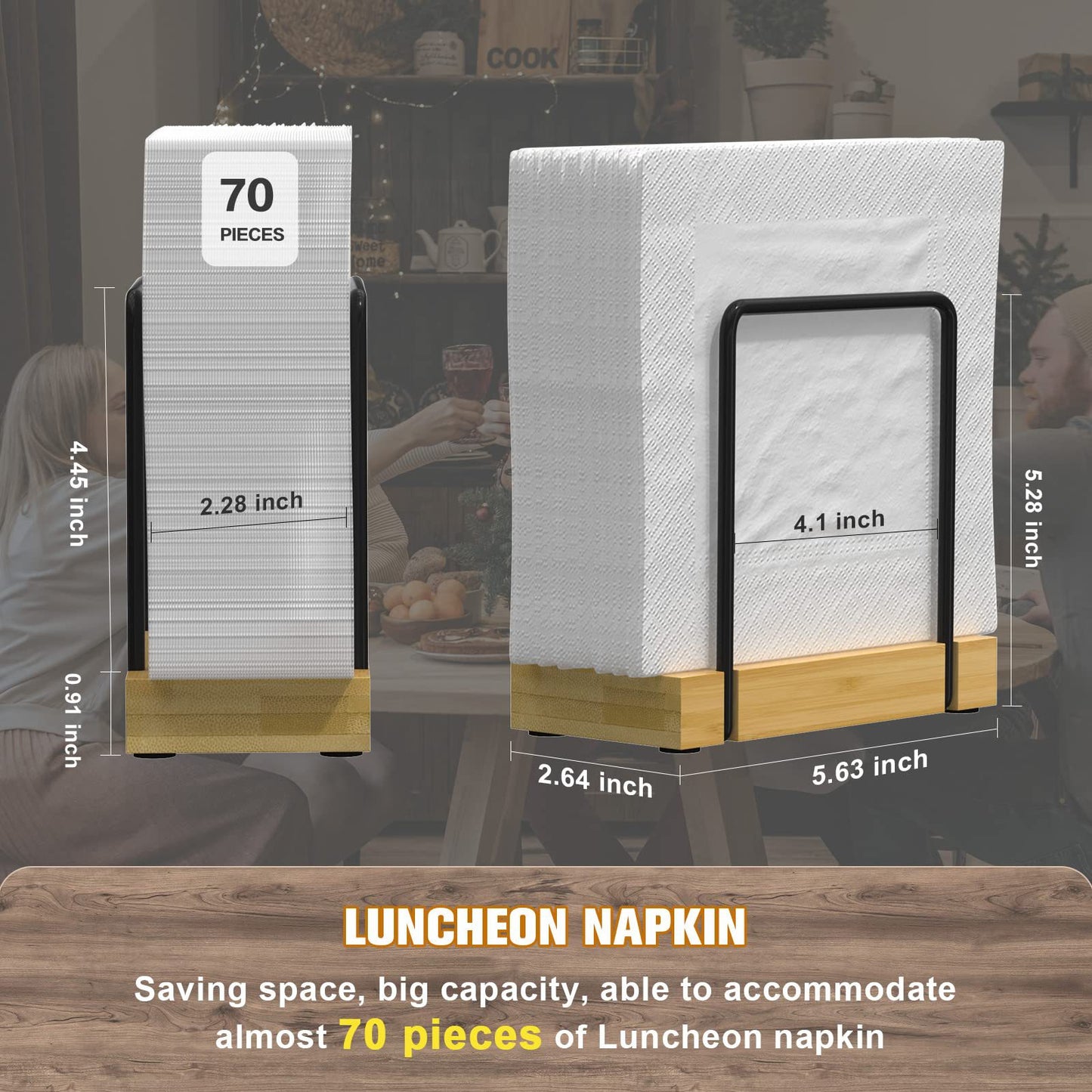 Bulk Table Napkin Holder 2025 Set Bamboo Iron Combo 3 in 1 Organizer Anti-Tip Base Commercial Kitchens Rustic Weddings Wholesale