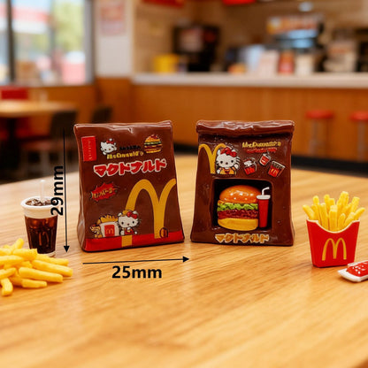 10Pcs 3D Mini McDonald's Hamburger Paper Bag Resin Charms | Wedding Decor for Dessert Table & Miniature Wedding Scene