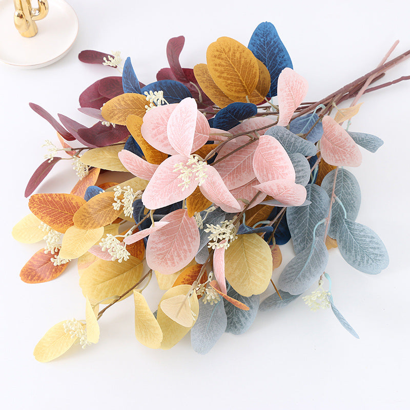 21 Inch Artificial Autumn Leaves Eucalyptus Stems with Seeds, 10 Pcs Fall Floral Arrangement Decor