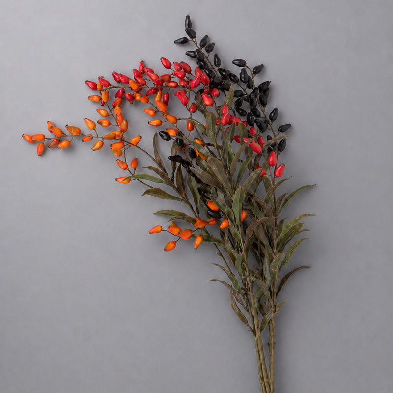 33" Artificial Goji Berry Bush, Realistic Plastic Decorative Foliage for Home, Wedding, and Event Decor